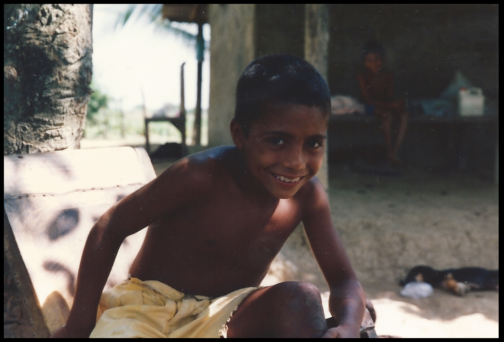 face of a little Santisima
              Cruz boy used as logo for 'Hooked on Cocaland'