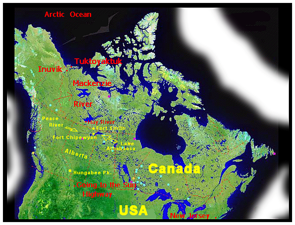 map: focal points of mj lorenzo's
        1970-71 remaking trip