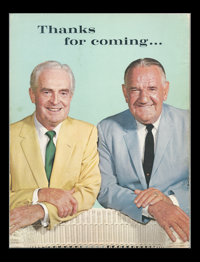 faded color photo of Fred Waring and Poley
              McClintock from the back cover of the 50th Anniversary
              Program